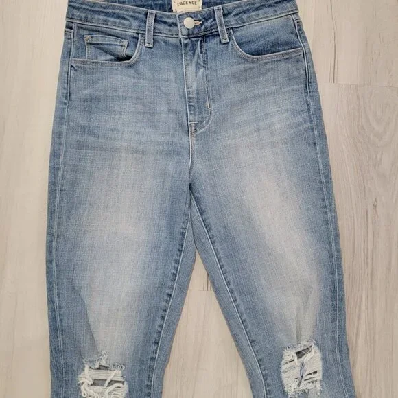 LAGENCE Jeans Denim Catalina High Line Distressed Cropped Size 27 - Picture 14 of 16
